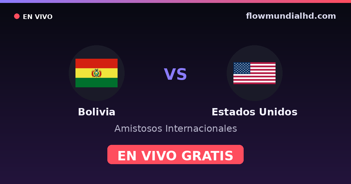 Bolivia vs Estados Unidos — Amistosos Internacionales, Copa América · historial y dónde ver en vivo gratis en FlowMundial HD