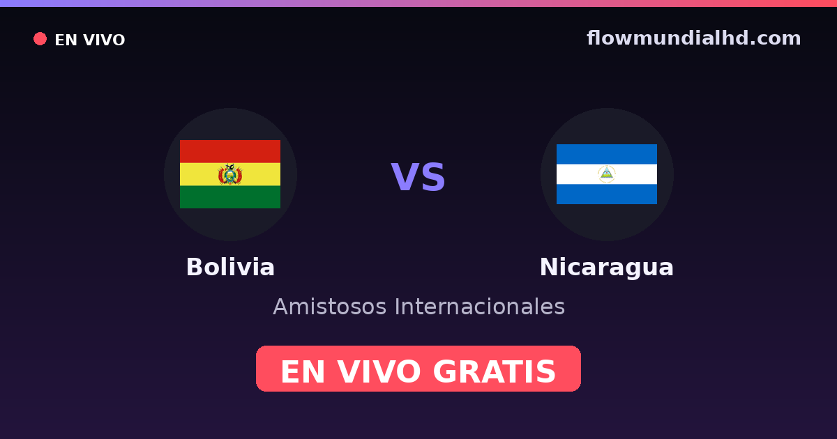 Bolivia vs Nicaragua — Amistosos Internacionales · historial y dónde ver en vivo gratis en FlowMundial HD
