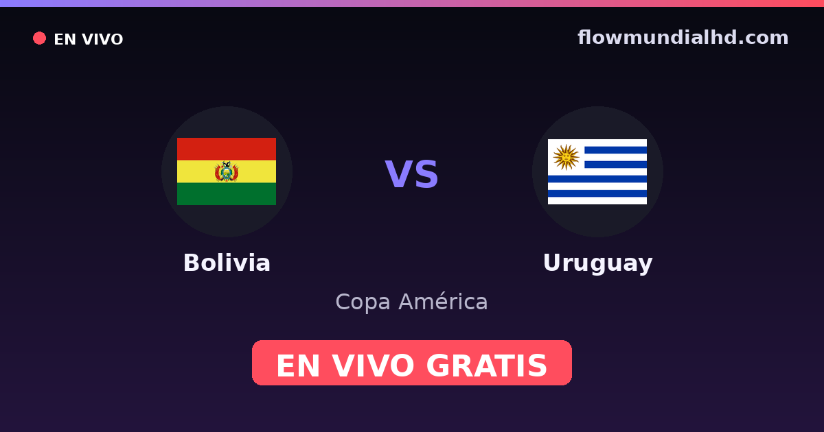 Bolivia vs Uruguay — Copa América, Eliminatorias CONMEBOL · historial y dónde ver en vivo gratis en FlowMundial HD