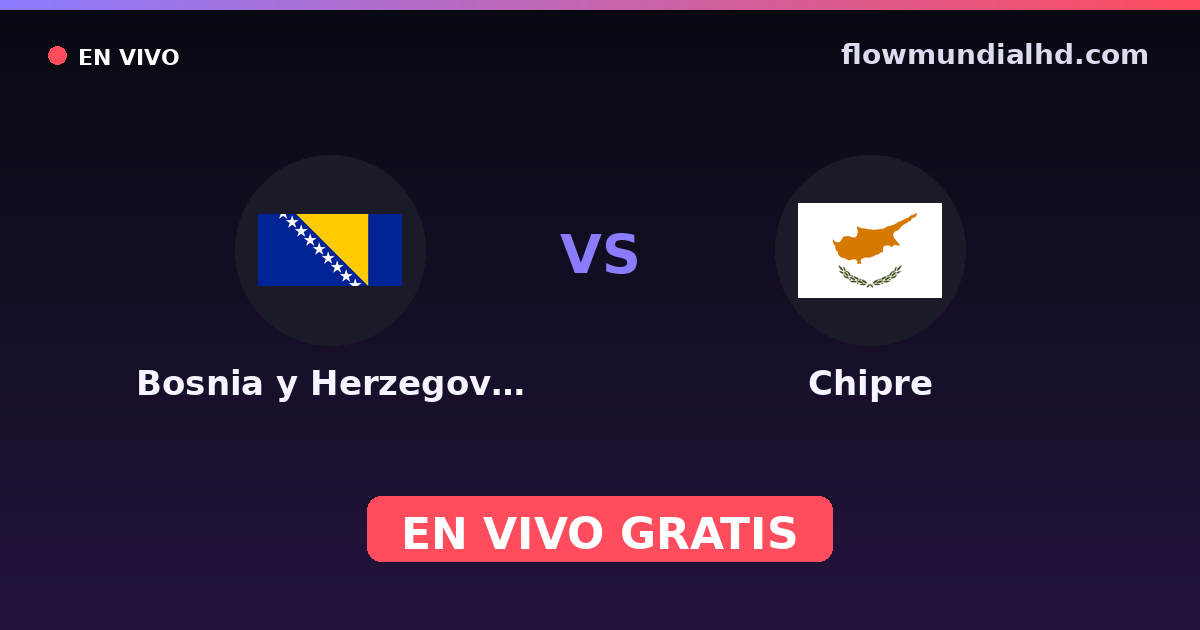 Bosnia y Herzegovina vs Chipre — Clasificacion Eurocopa, Eliminatorias UEFA · historial y dónde ver en vivo gratis en FlowMundial HD