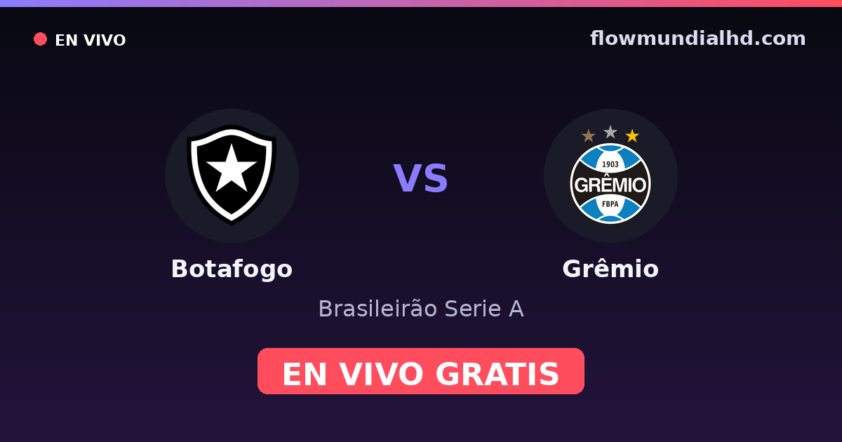 Botafogo vs Grêmio — Brasileirão Serie A, Copa Libertadores · historial y dónde ver en vivo gratis en FlowMundial HD