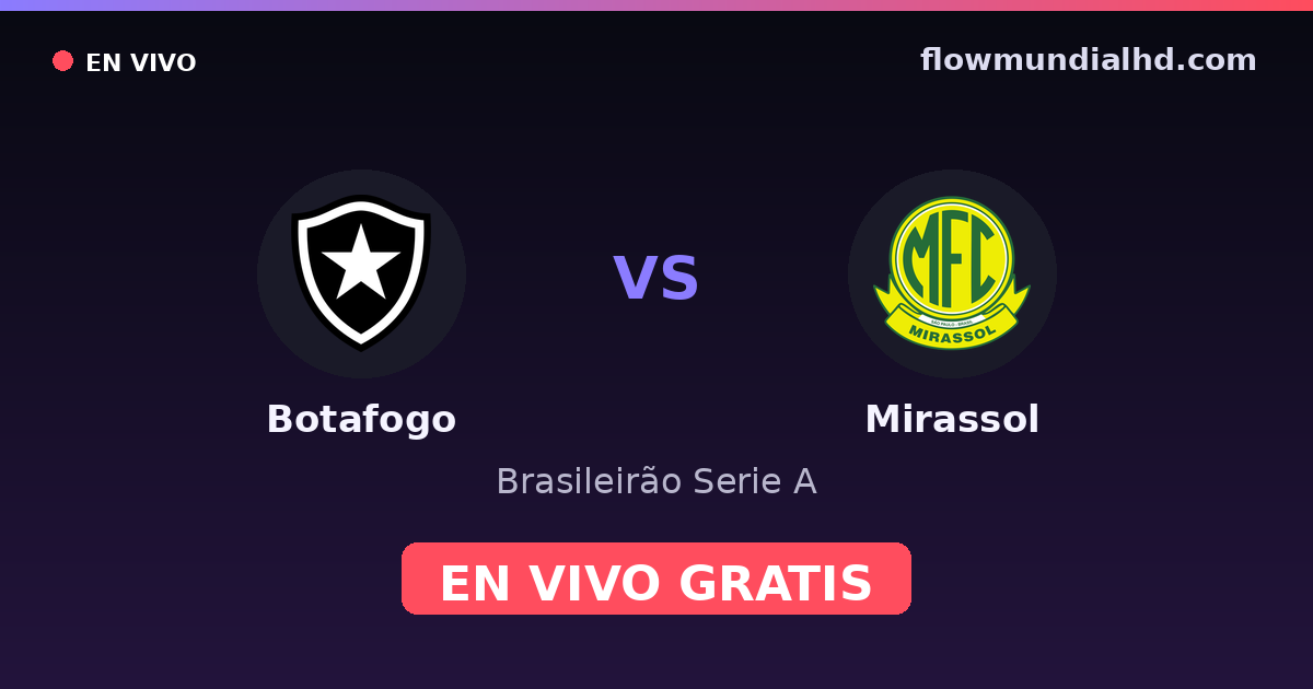 Botafogo vs Mirassol — Brasileirão Serie A · historial y dónde ver en vivo gratis en FlowMundial HD