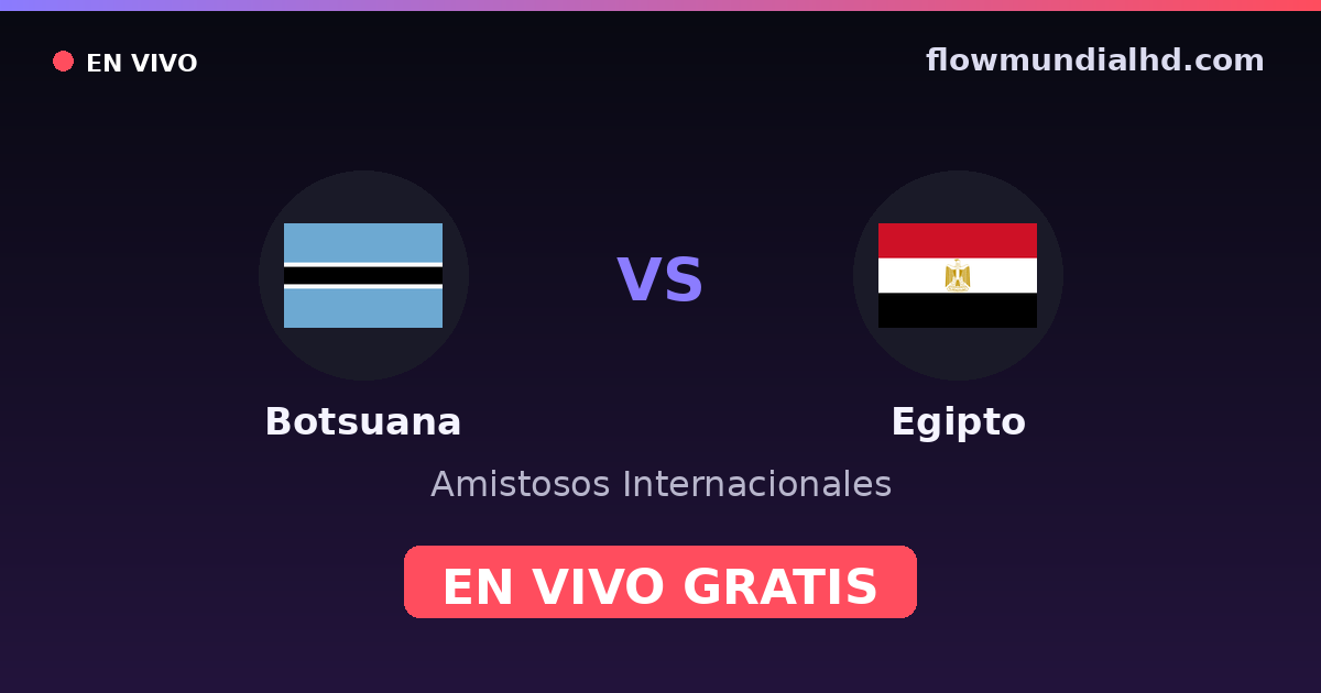 Botsuana vs Egipto — Amistosos Internacionales, Clasificación Copa África · historial y dónde ver en vivo gratis en FlowMundial HD