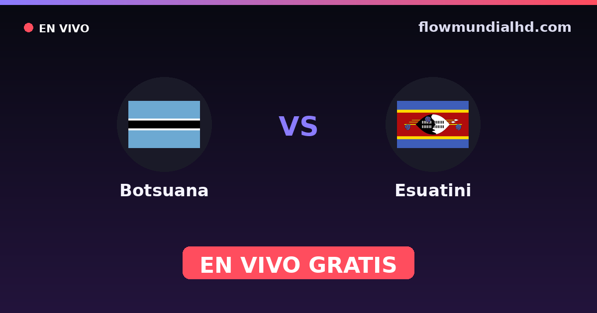 Botsuana vs Esuatini — Copa COSAFA, Amistosos Internacionales · historial y dónde ver en vivo gratis en FlowMundial HD