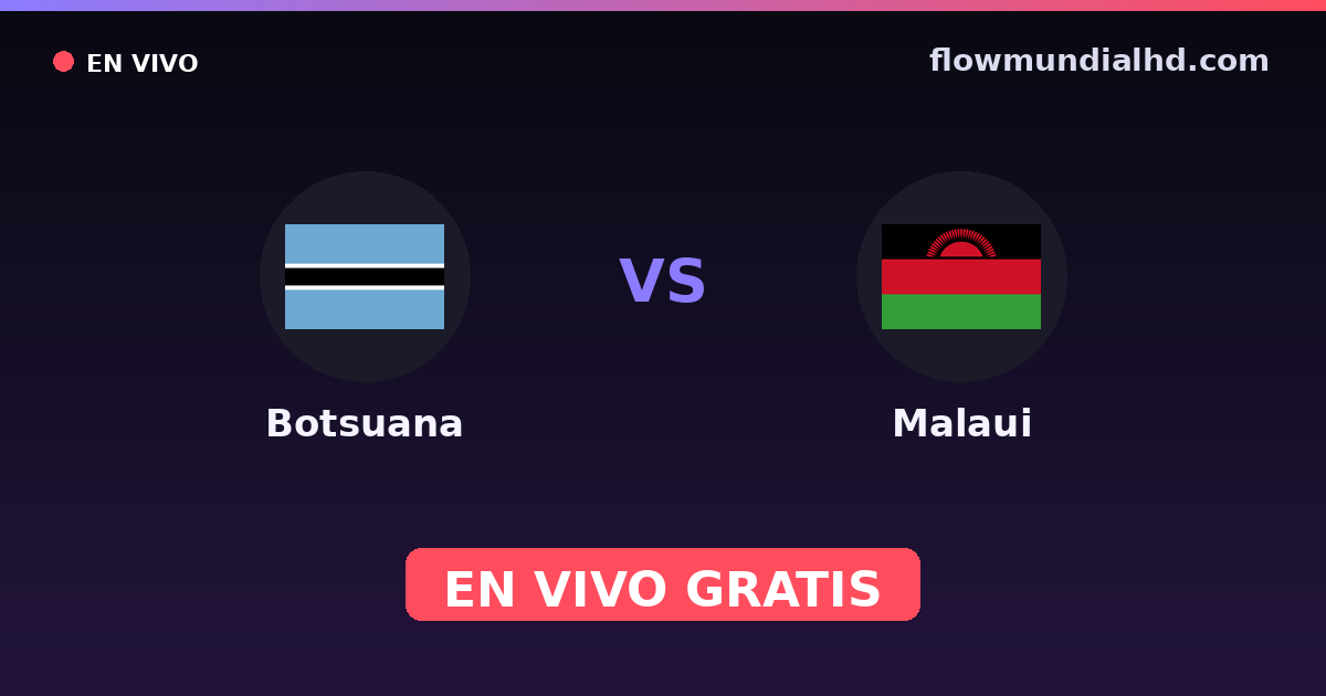 Botsuana vs Malaui — Copa COSAFA, World Cup Qual. CAF · historial y dónde ver en vivo gratis en FlowMundial HD