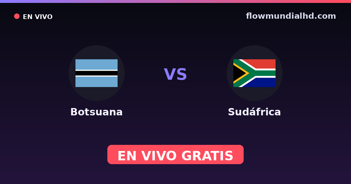Botsuana vs Sudáfrica — Copa COSAFA, World Cup Qual. CAF · historial y dónde ver en vivo gratis en FlowMundial HD