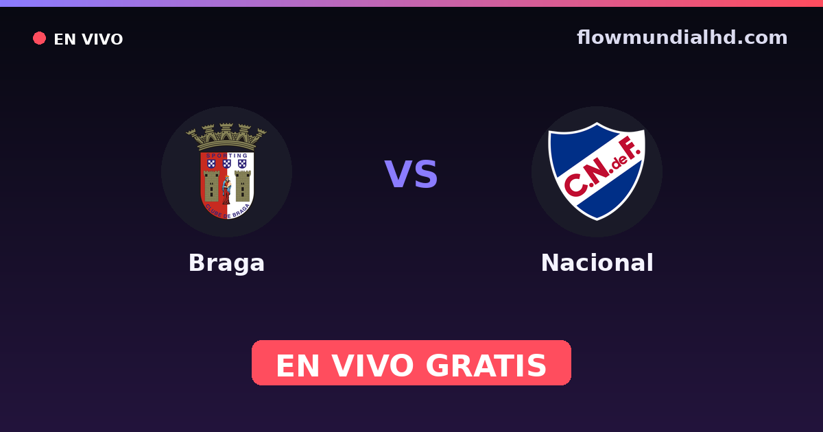Braga vs Nacional — Liga Portugal Betclic, Taça de Portugal · historial y dónde ver en vivo gratis en FlowMundial HD