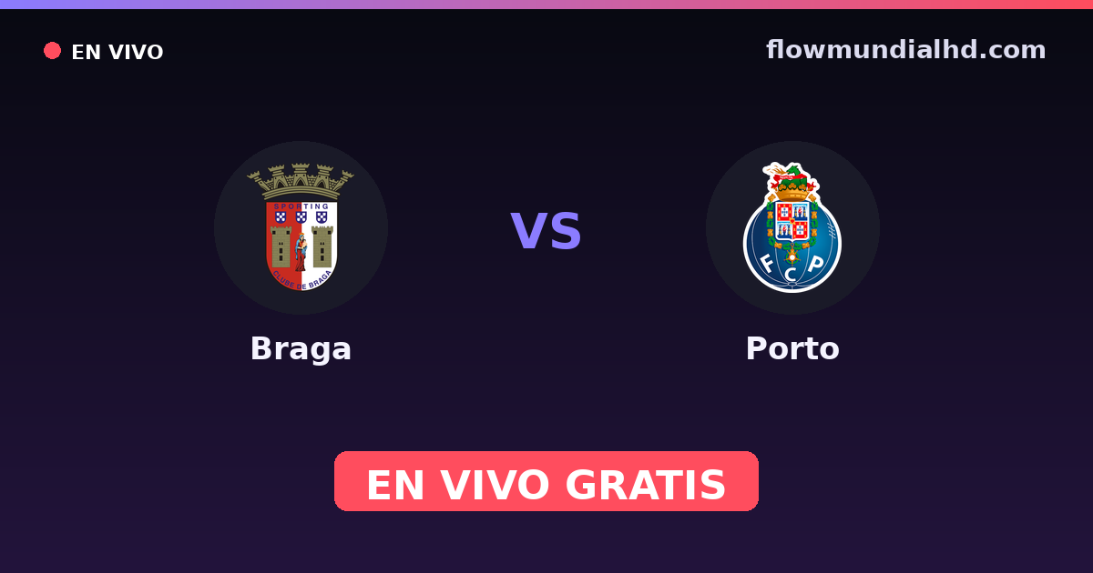 Braga vs Porto — Liga Portugal Betclic · historial y dónde ver en vivo gratis en FlowMundial HD