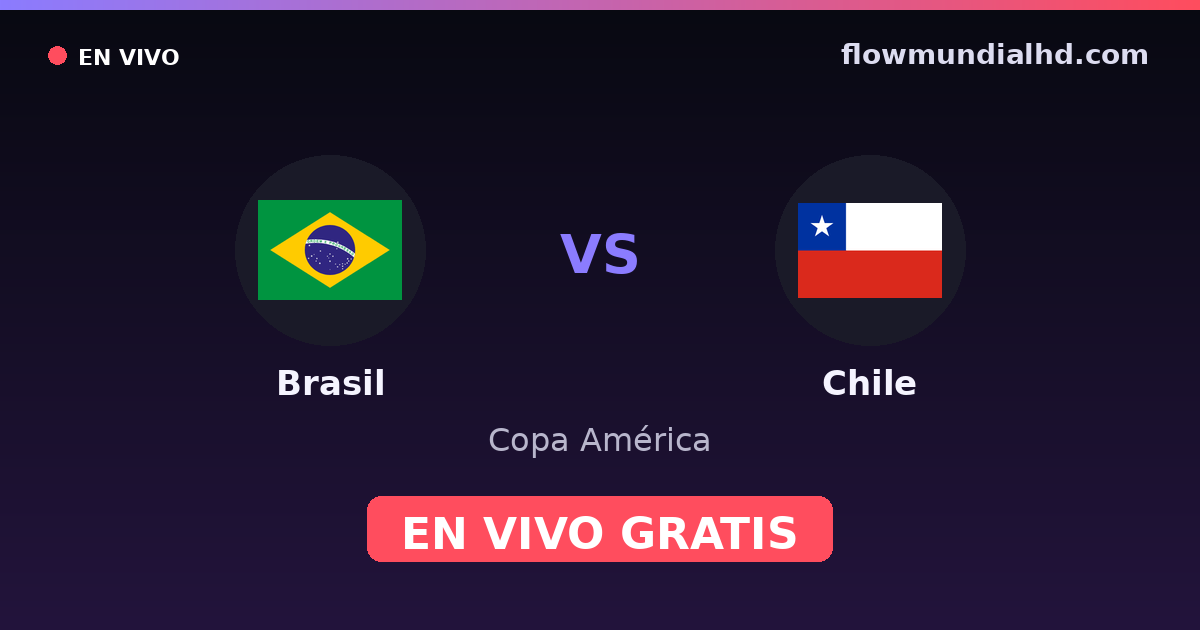 Brasil vs Chile — Copa América, Eliminatorias CONMEBOL · historial y dónde ver en vivo gratis en FlowMundial HD