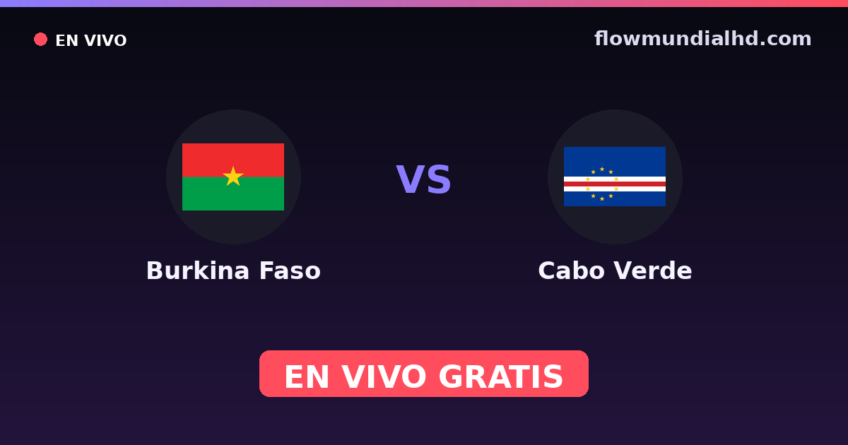 Burkina Faso vs Cabo Verde — World Cup Qual. CAF , Copa África · historial y dónde ver en vivo gratis en FlowMundial HD