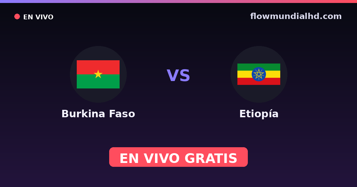 Burkina Faso vs Etiopía — World Cup Qual. CAF , Copa África · historial y dónde ver en vivo gratis en FlowMundial HD
