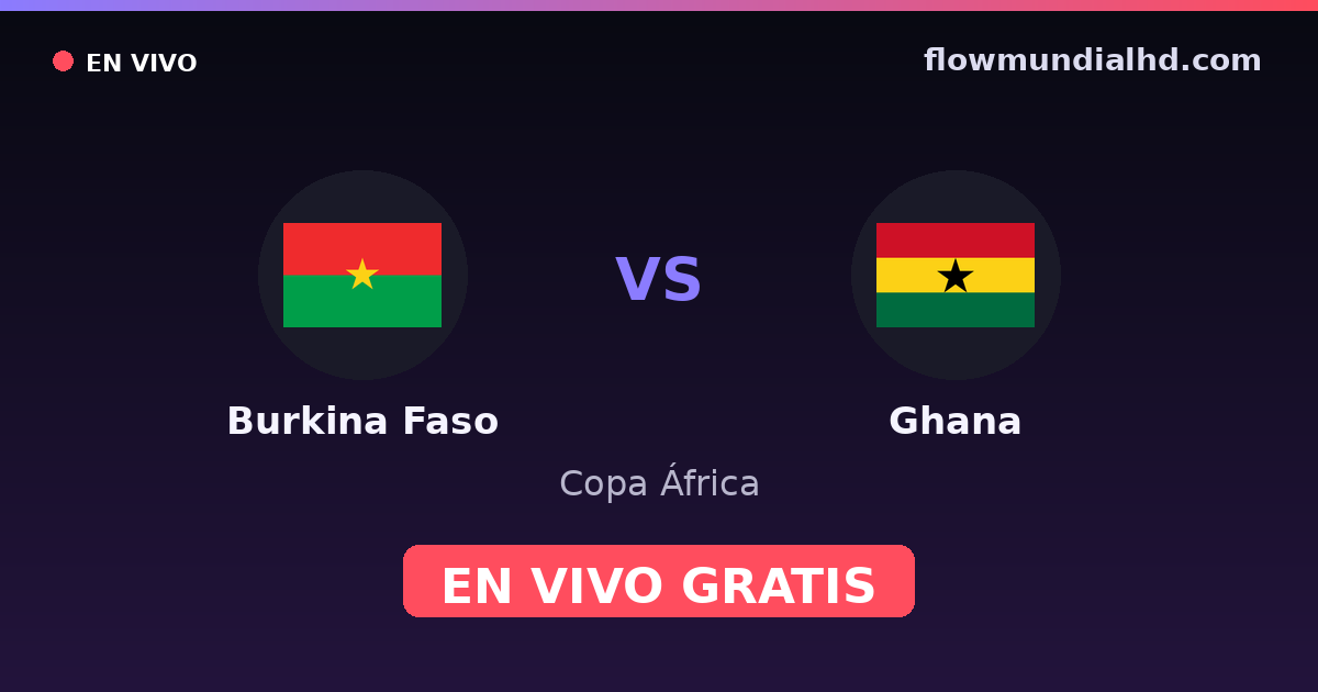 Burkina Faso vs Ghana — Copa África · historial y dónde ver en vivo gratis en FlowMundial HD