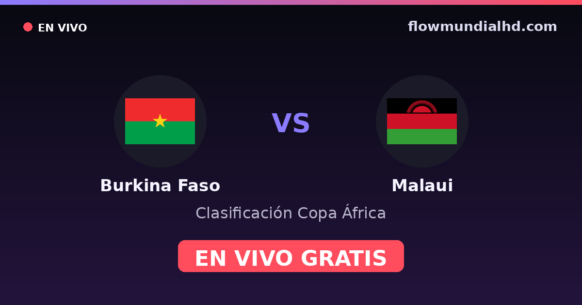 Burkina Faso vs Malaui — Clasificación Copa África · historial y dónde ver en vivo gratis en FlowMundial HD