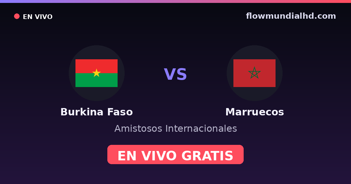 Burkina Faso vs Marruecos — Amistosos Internacionales · historial y dónde ver en vivo gratis en FlowMundial HD