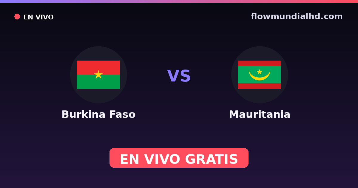 Burkina Faso vs Mauritania — Campeonato Africano de Naciones, Amistosos Internacionales · historial y dónde ver en vivo gratis en FlowMundial HD