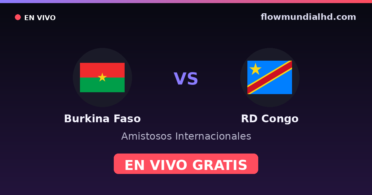 Burkina Faso vs RD Congo — Amistosos Internacionales · historial y dónde ver en vivo gratis en FlowMundial HD