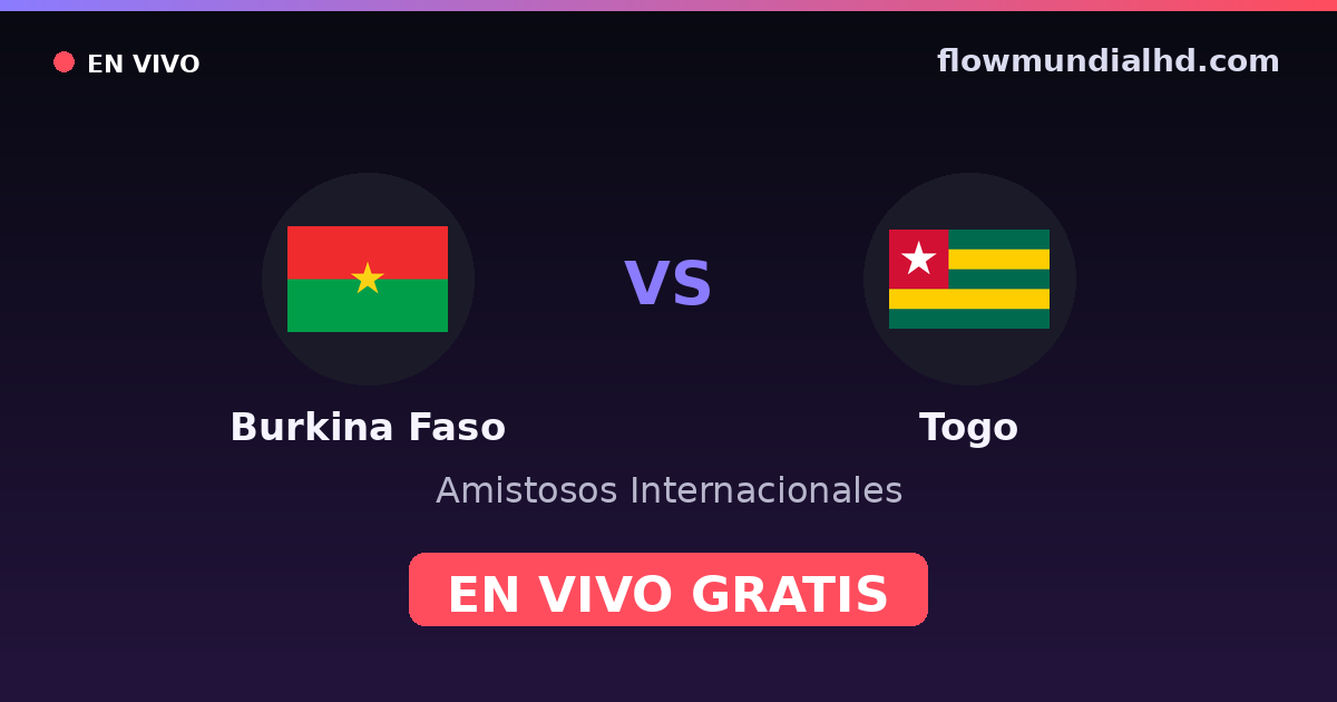 Burkina Faso vs Togo — Amistosos Internacionales, Copa África · historial y dónde ver en vivo gratis en FlowMundial HD