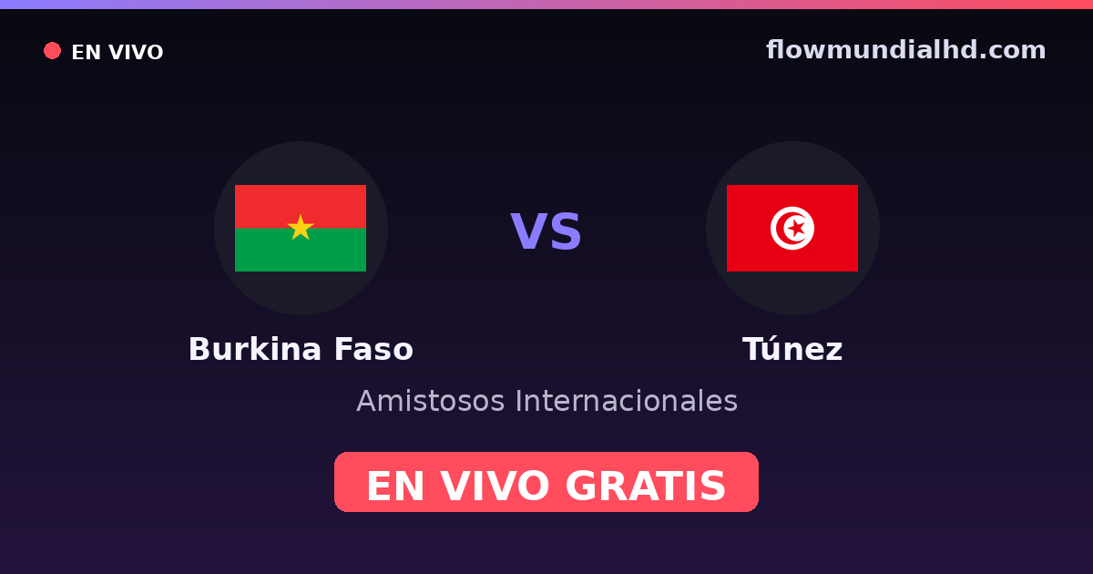 Burkina Faso vs Túnez — Amistosos Internacionales, Copa África · historial y dónde ver en vivo gratis en FlowMundial HD