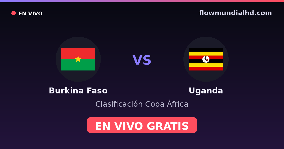 Burkina Faso vs Uganda — Clasificación Copa África · historial y dónde ver en vivo gratis en FlowMundial HD