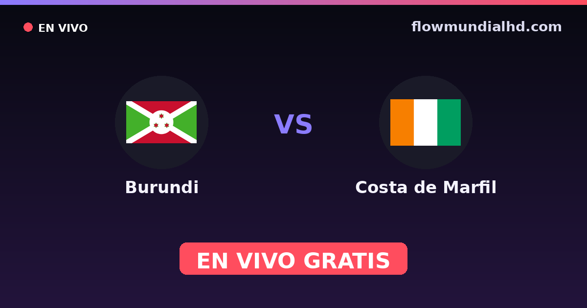 Burundi vs Costa de Marfil — World Cup Qual. CAF , Amistosos Internacionales · historial y dónde ver en vivo gratis en FlowMundial HD