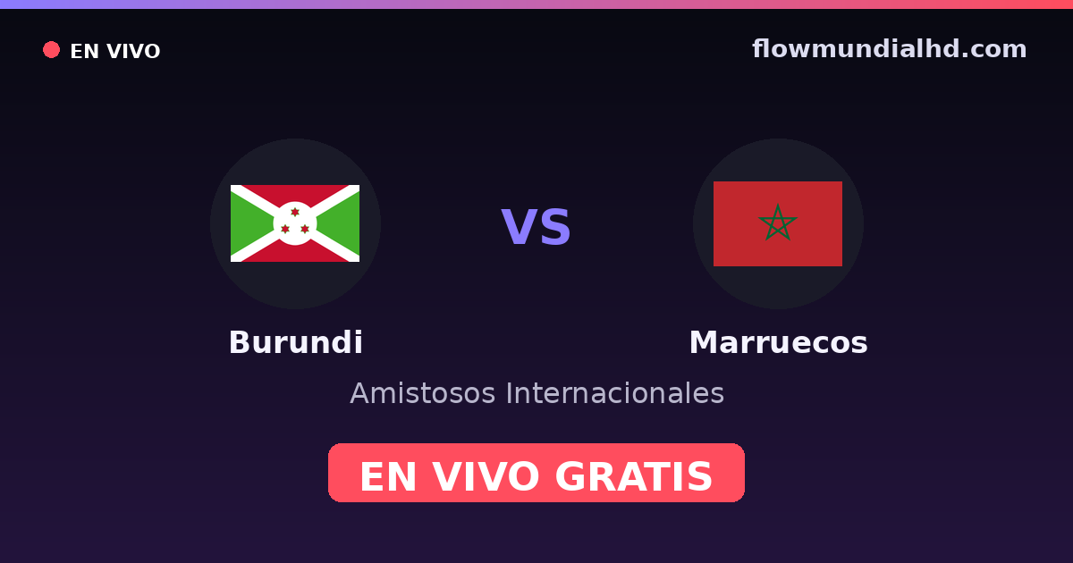 Burundi vs Marruecos — Amistosos Internacionales, Clasificación Copa África · historial y dónde ver en vivo gratis en FlowMundial HD