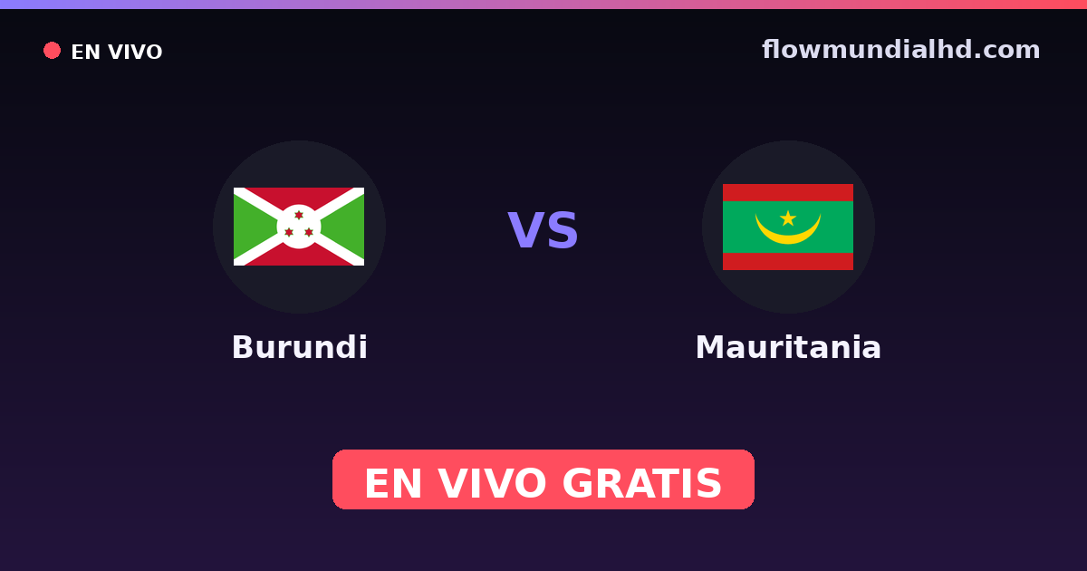 Burundi vs Mauritania — Campeonato Africano de Naciones, Amistosos Internacionales · historial y dónde ver en vivo gratis en FlowMundial HD