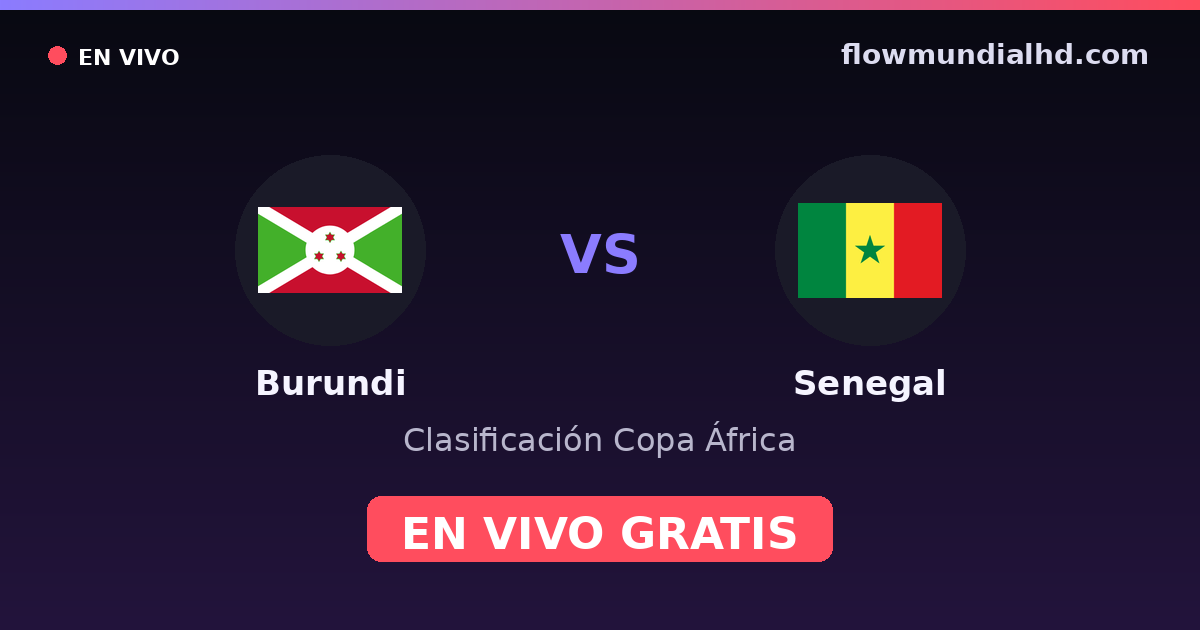 Burundi vs Senegal — Clasificación Copa África · historial y dónde ver en vivo gratis en FlowMundial HD