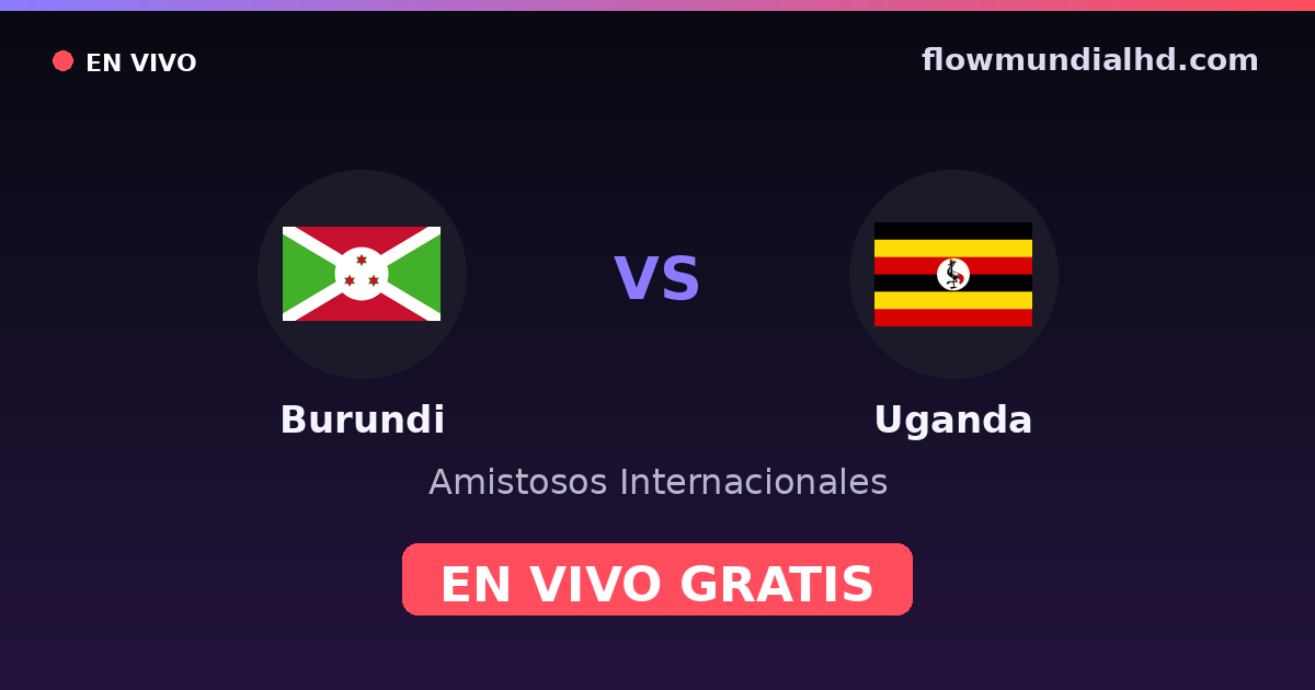 Burundi vs Uganda — Amistosos Internacionales, Otras competiciones · historial y dónde ver en vivo gratis en FlowMundial HD