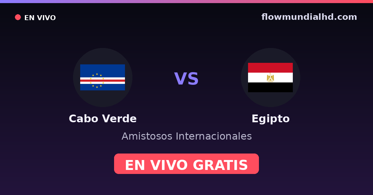 Cabo Verde vs Egipto — Amistosos Internacionales, Copa África · historial y dónde ver en vivo gratis en FlowMundial HD