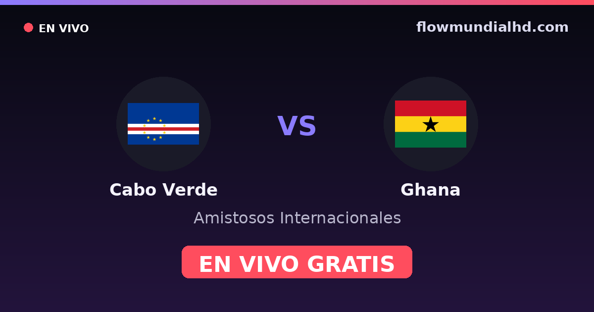 Cabo Verde vs Ghana — Amistosos Internacionales, Copa África · historial y dónde ver en vivo gratis en FlowMundial HD