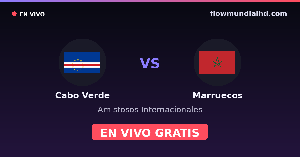 Cabo Verde vs Marruecos — Amistosos Internacionales, Copa África · historial y dónde ver en vivo gratis en FlowMundial HD
