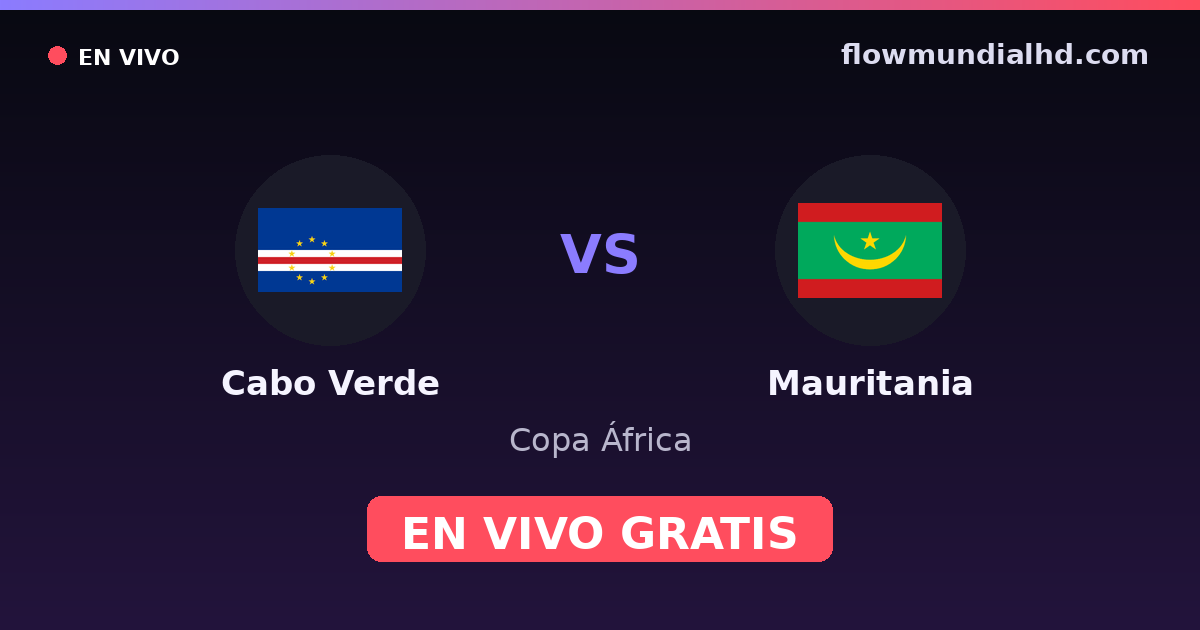 Cabo Verde vs Mauritania — Copa África, Clasificación Copa África · historial y dónde ver en vivo gratis en FlowMundial HD