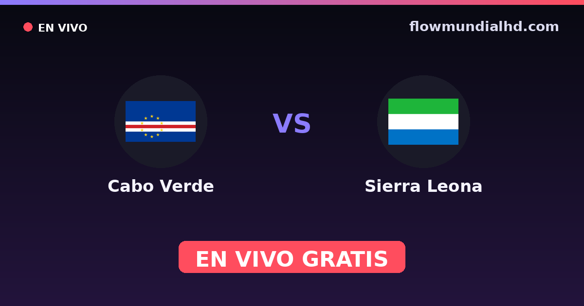 Cabo Verde vs Sierra Leona — World Cup Qual. CAF , Otras competiciones · historial y dónde ver en vivo gratis en FlowMundial HD