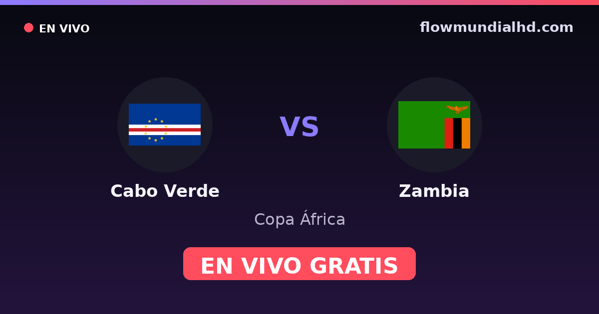 Cabo Verde vs Zambia — Copa África, Clasificación Copa África · historial y dónde ver en vivo gratis en FlowMundial HD