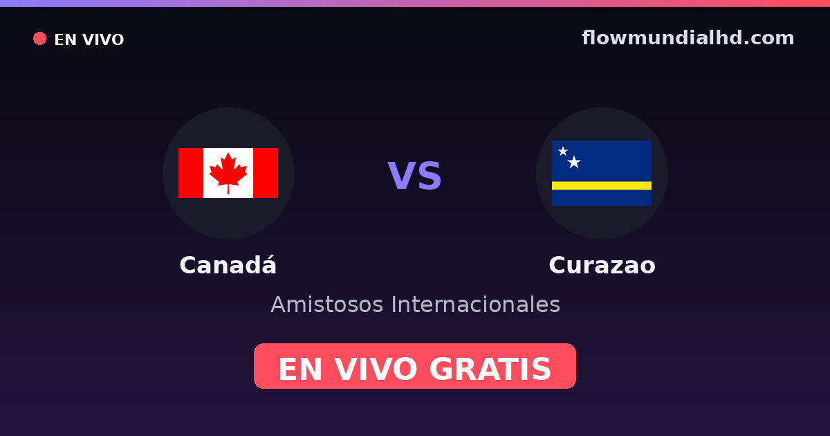 Canadá vs Curazao — Amistosos Internacionales, CONCACAF Nations League · historial y dónde ver en vivo gratis en FlowMundial HD