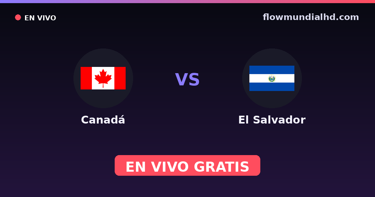 Canadá vs El Salvador — Eliminatorias CONCACAF al Mundial, Amistosos Internacionales · historial y dónde ver en vivo gratis en FlowMundial HD