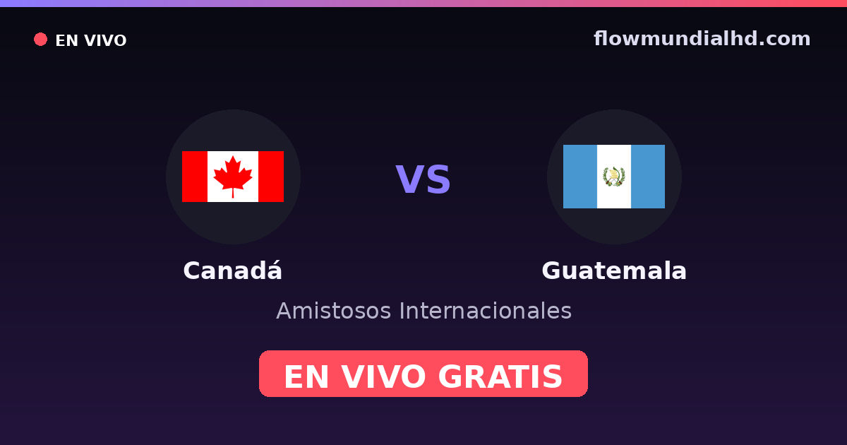 Canadá vs Guatemala — Amistosos Internacionales, Copa Oro · historial y dónde ver en vivo gratis en FlowMundial HD