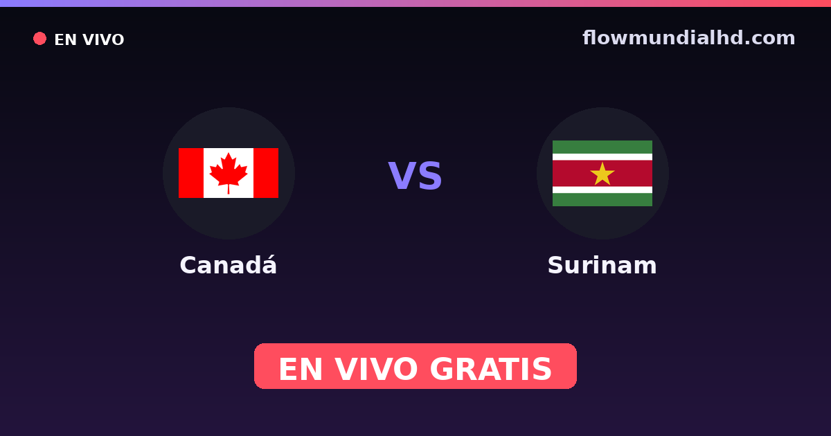 Canadá vs Surinam — Eliminatorias CONCACAF al Mundial, CONCACAF Nations League · historial y dónde ver en vivo gratis en FlowMundial HD