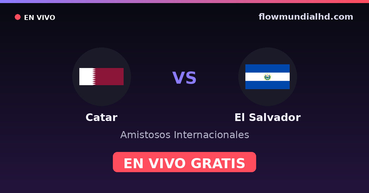 Catar vs El Salvador — Amistosos Internacionales, Copa Oro · historial y dónde ver en vivo gratis en FlowMundial HD