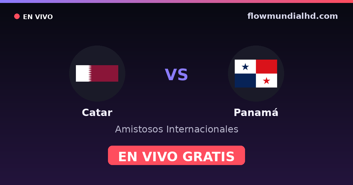 Catar vs Panamá — Amistosos Internacionales, Copa Oro · historial y dónde ver en vivo gratis en FlowMundial HD
