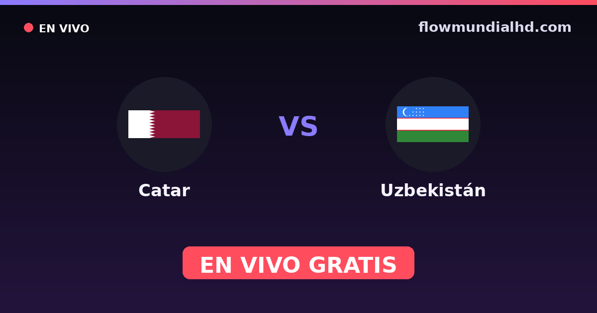Catar vs Uzbekistán — Copa Asiatica, Eliminatorias asiaticas al Mundial · historial y dónde ver en vivo gratis en FlowMundial HD