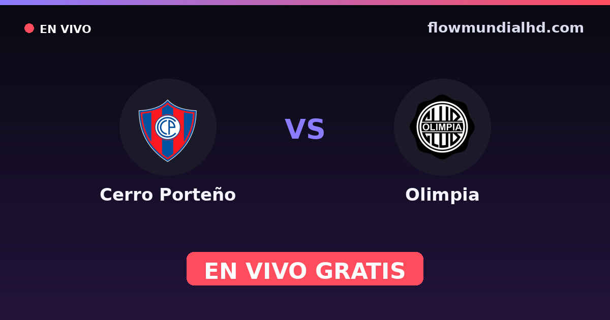 Cerro Porteño vs Olimpia — Primera División, Primera División, Apertura · historial y dónde ver en vivo gratis en FlowMundial HD