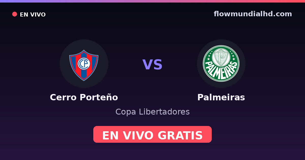 Cerro Porteño vs Palmeiras — Copa Libertadores · historial y dónde ver en vivo gratis en FlowMundial HD