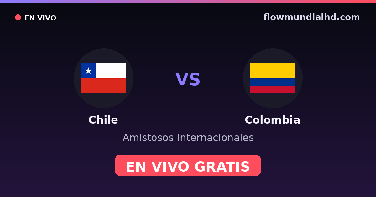 Chile vs Colombia — Amistosos Internacionales, Copa América · historial y dónde ver en vivo gratis en FlowMundial HD