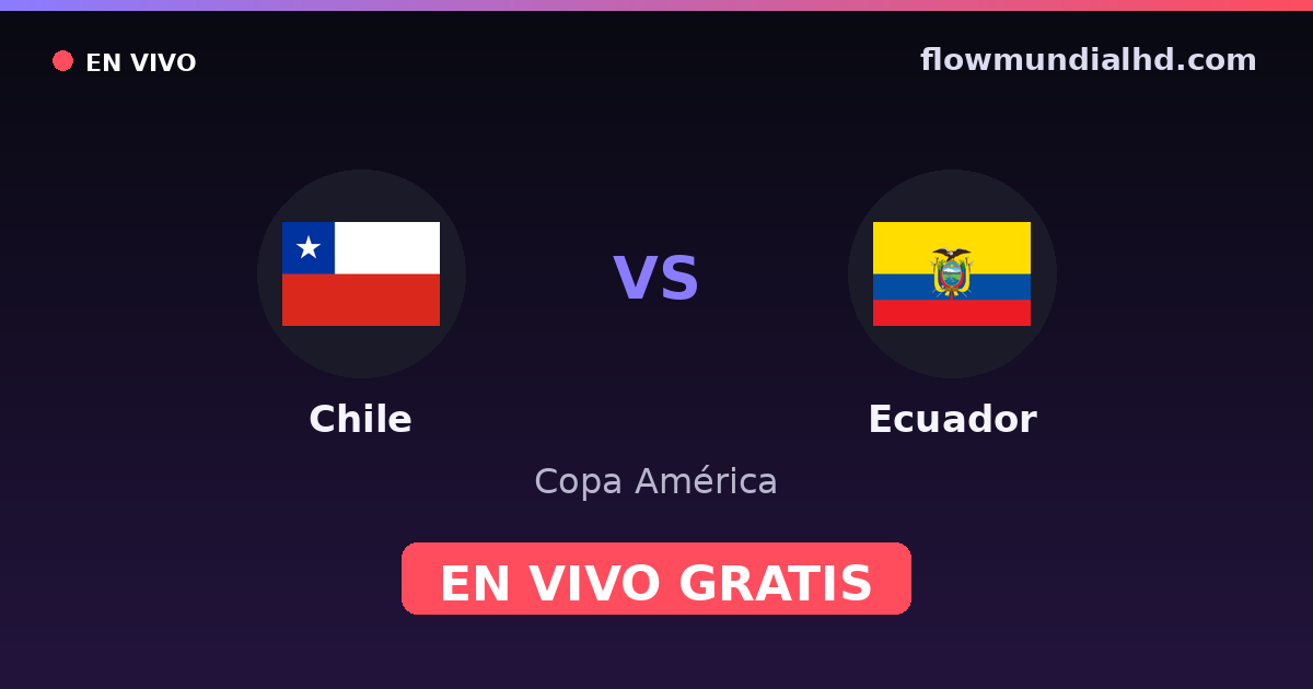 Chile vs Ecuador — Copa América, Eliminatorias CONMEBOL · historial y dónde ver en vivo gratis en FlowMundial HD