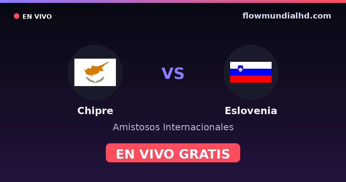 Chipre vs Eslovenia — Amistosos Internacionales, Eliminatorias UEFA · historial y dónde ver en vivo gratis en FlowMundial HD