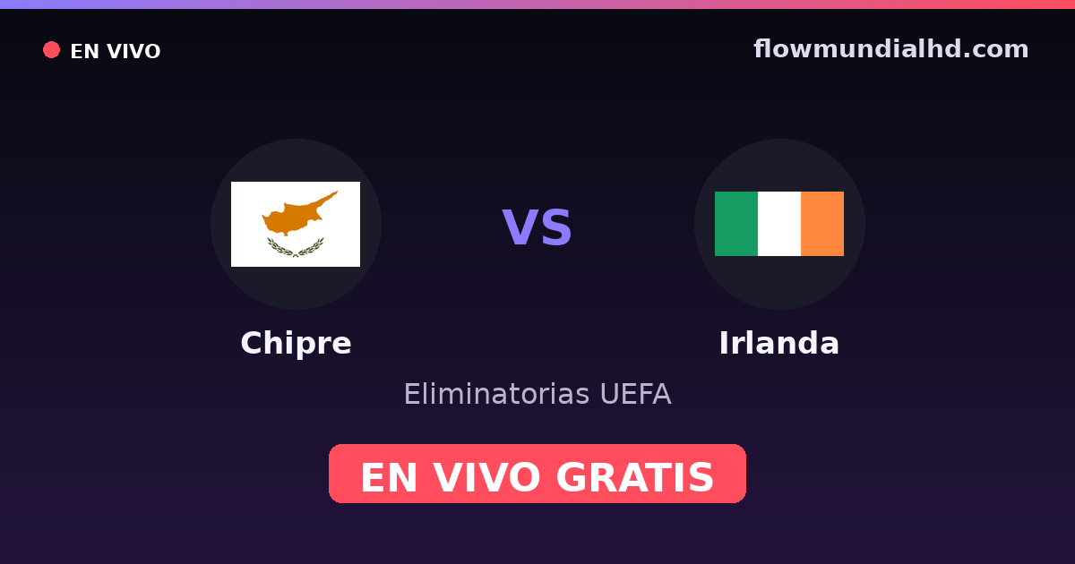 Chipre vs Irlanda — Eliminatorias UEFA · historial y dónde ver en vivo gratis en FlowMundial HD