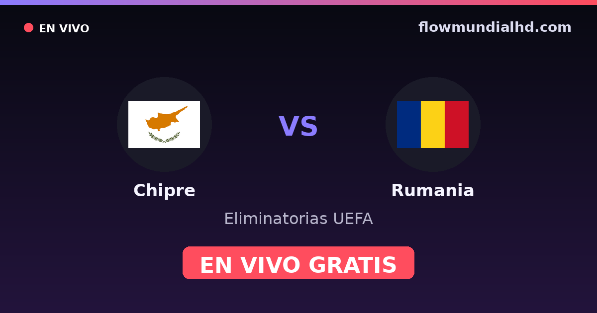 Chipre vs Rumania — Eliminatorias UEFA, UEFA Nations League · historial y dónde ver en vivo gratis en FlowMundial HD