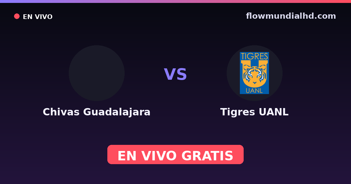 Chivas Guadalajara vs Tigres UANL — Liga MX, Clausura, Liga MX · historial y dónde ver en vivo gratis en FlowMundial HD