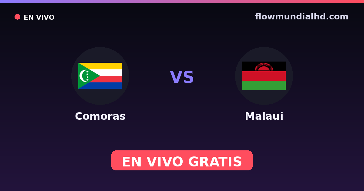 Comoras vs Malaui — Copa COSAFA, Amistosos Internacionales · historial y dónde ver en vivo gratis en FlowMundial HD